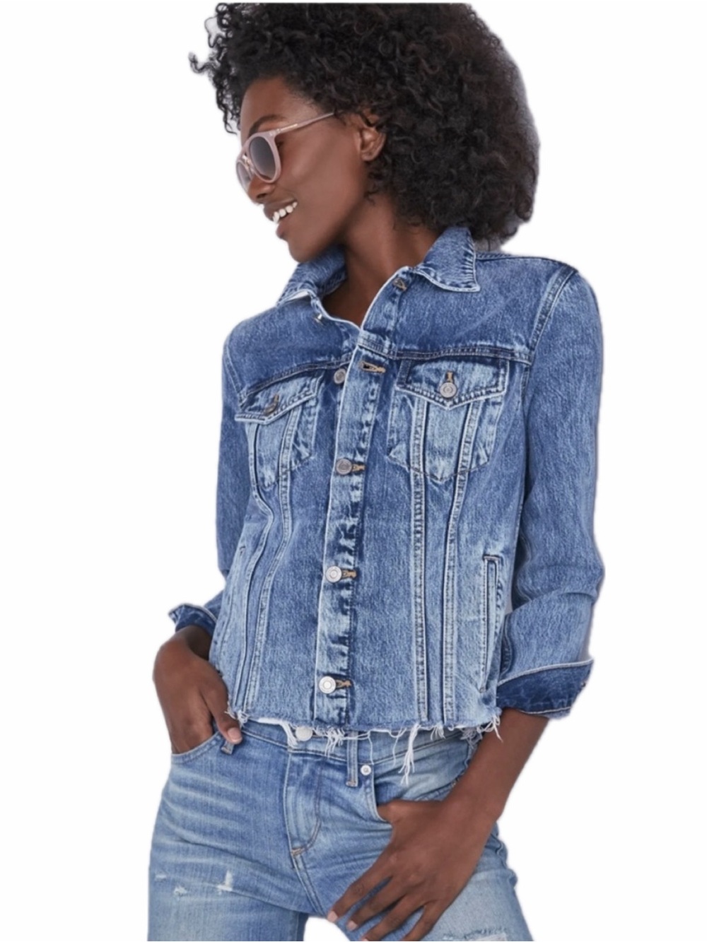 Lucky Brand Blue Distressed Denim Jean Jacket